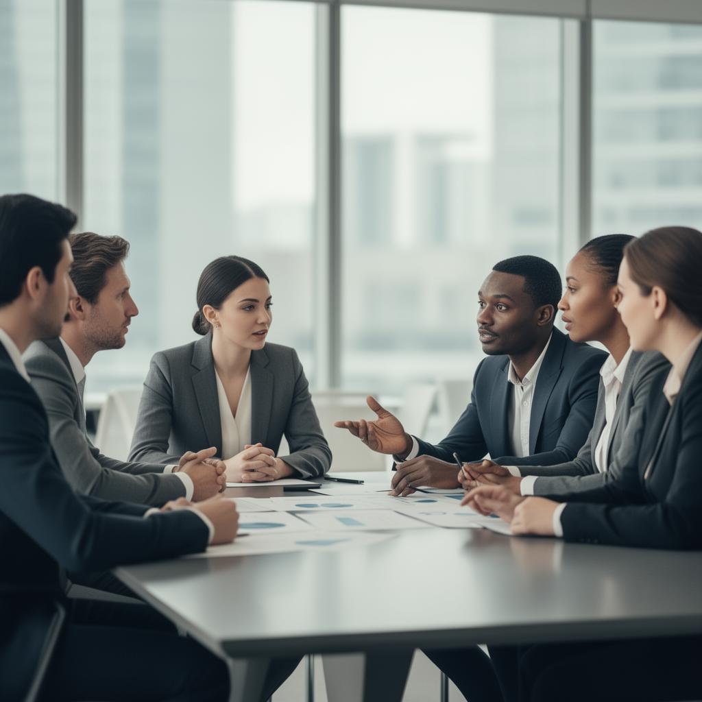 Diverse commercial team in strategy meeting