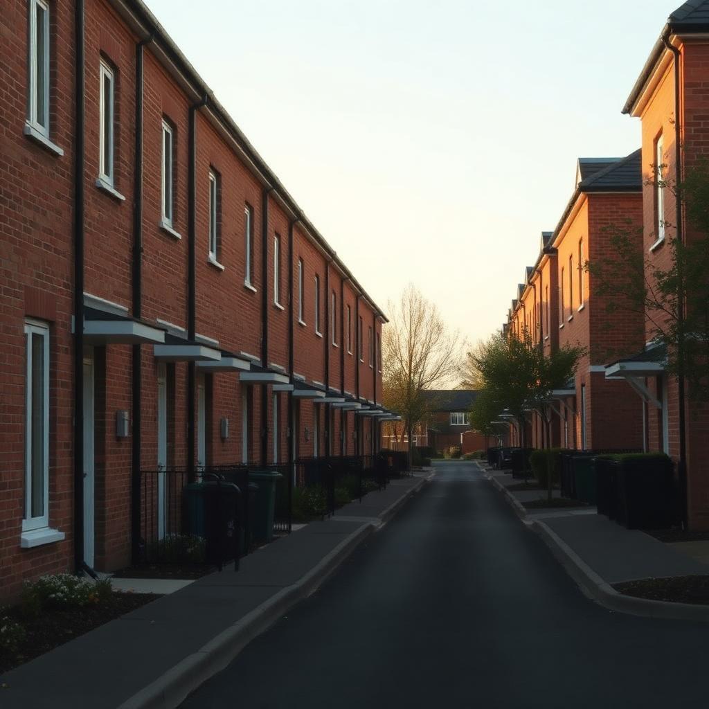 UK social housing terrace at golden hour, representing the communities housing associations serve