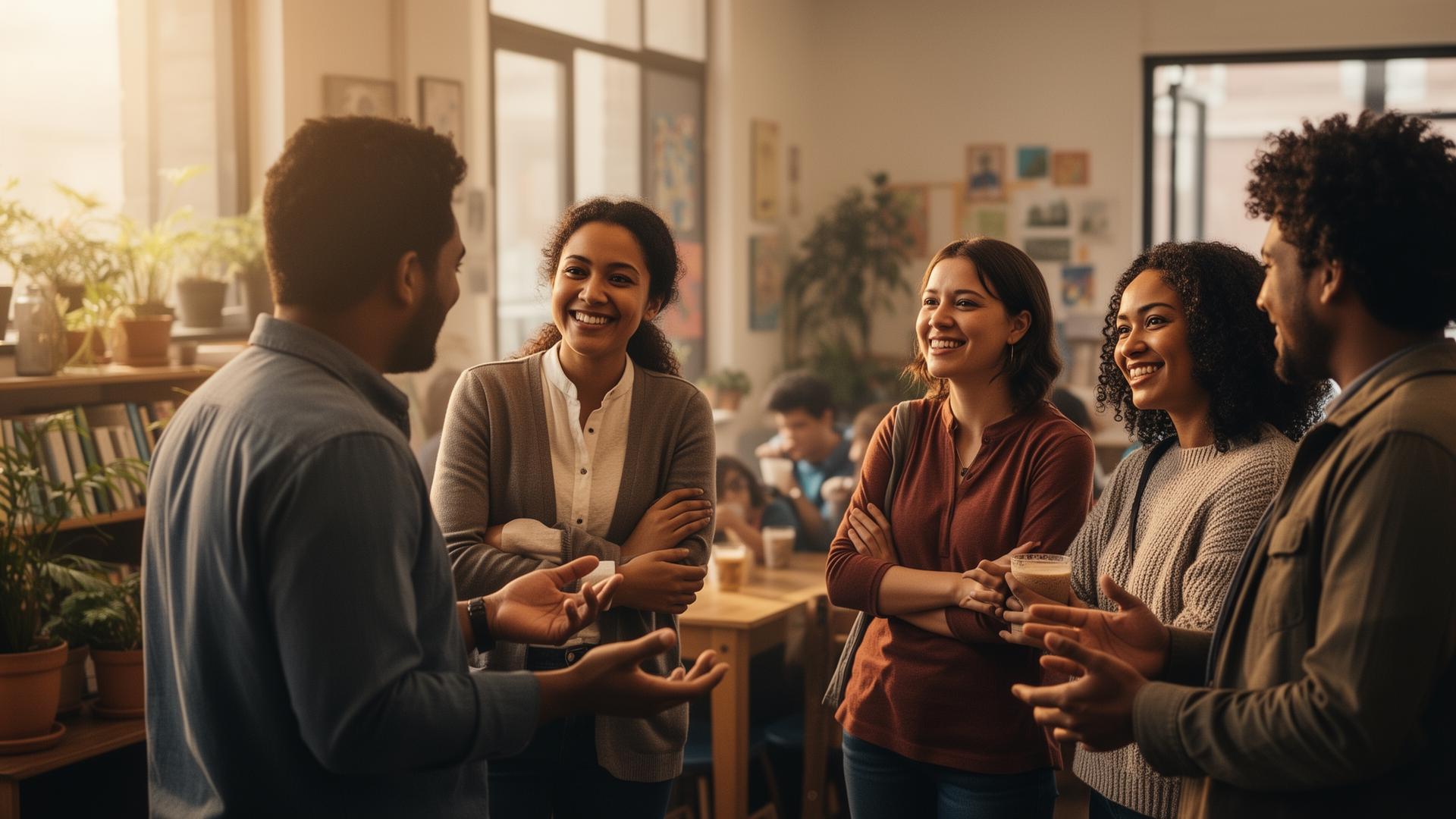 Diverse group in genuine community conversation
